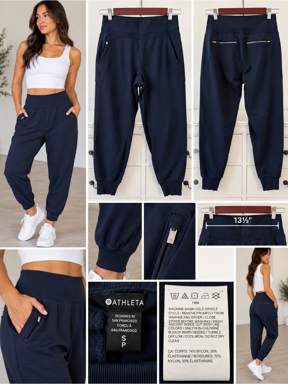 Athleta Venice High Rise Jogger Navy Tapered Pants Small